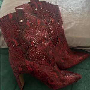 Red Snakeskin Women's Boots